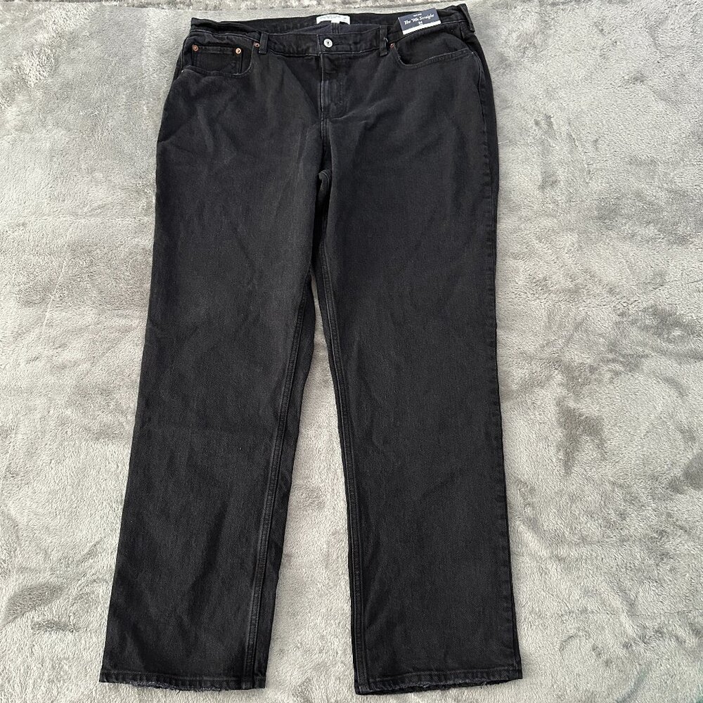 NWT Abercrombie & Fitch Curve Love 90s Straight Jeans Black 34/18 Tall Long